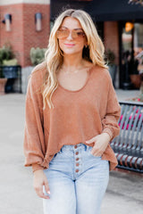Top Knot Mama Camel Pullover