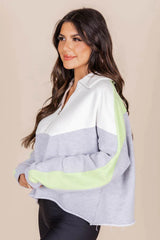 Jump Right In Lime Color Block Quarter Zip Pullover