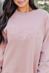 Mama Embossed Logo Terracotta Graphic Sweatshirt