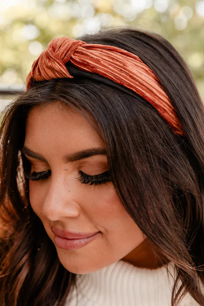 Not Without You Rust Velvet Knotted Headband