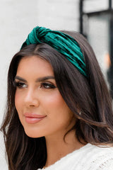 Emerald Green Velvet Knotted Headband