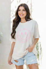 GOOD THINGS ARE COMING IVORY OVERSIZED GRAPHIC TEE