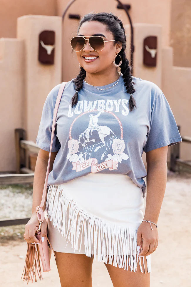 COWBOYS FOR LIFE GREY OVERSIZED GRAPHIC TEE