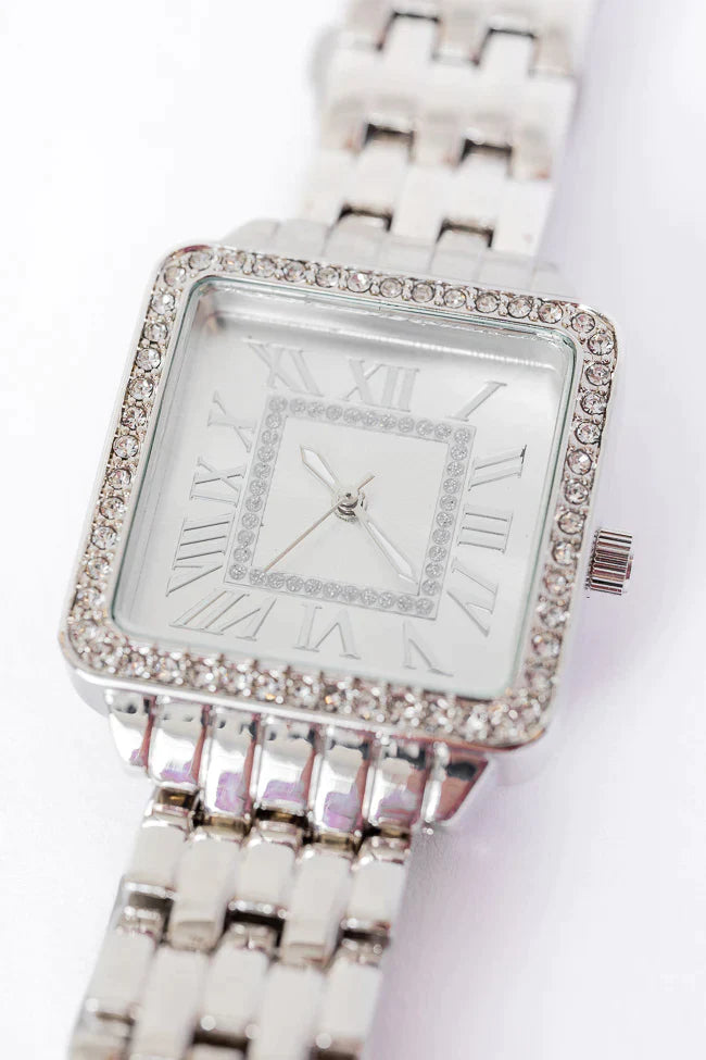Right On Time Silver Square Face Watch