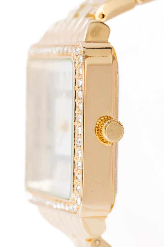 Right On Time Gold Square Face Watch