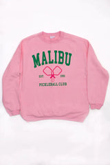 Malibu Pickleball Light Pink Oversized Graphic Sweatshirt