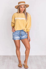 Sunkissed Gold Corded Graphic Sweatshirt