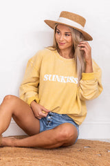 Sunkissed Gold Corded Graphic Sweatshirt