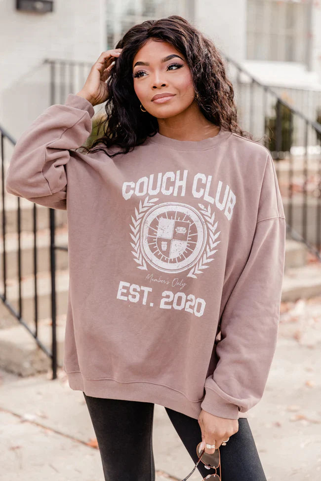Couch Club Mocha Oversized Graphic Sweatshirt FINAL SALE