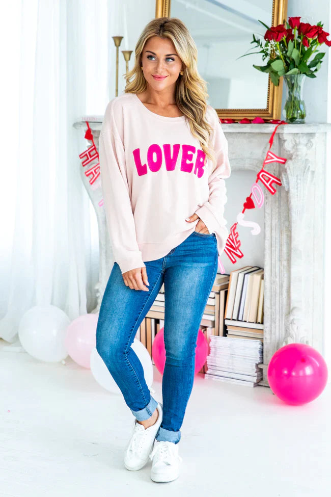 Lover Pale Pink Graphic Sweatshirt
