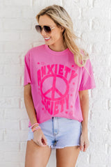 ANXIETY SOCIETY PEACE PINK OVERSIZED GRAPHIC TEE