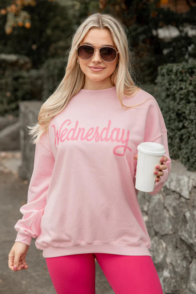 Wednesday Light Pink Oversized Graphic Sweatshirt