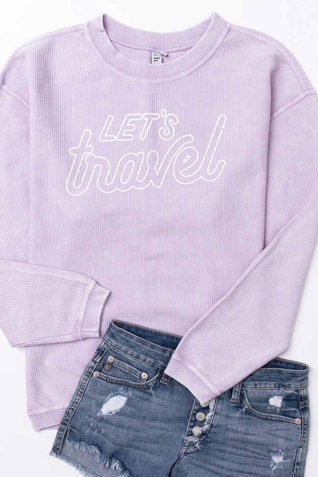 Let's Travel Lilac Corded Graphic Sweatshirt